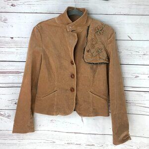 WY? Women's Brown Corduroy Long Sleeve Button Up‎ Jacket - Size 8